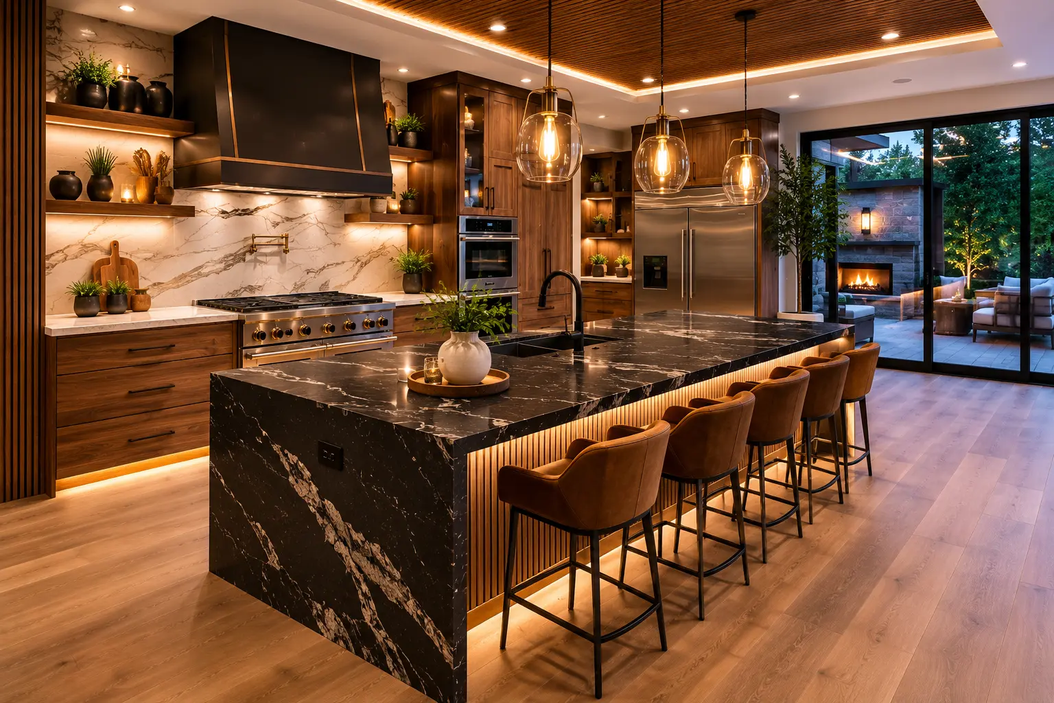 Custom kitchen design in Lakewood CO with luxury cabinetry and lighting