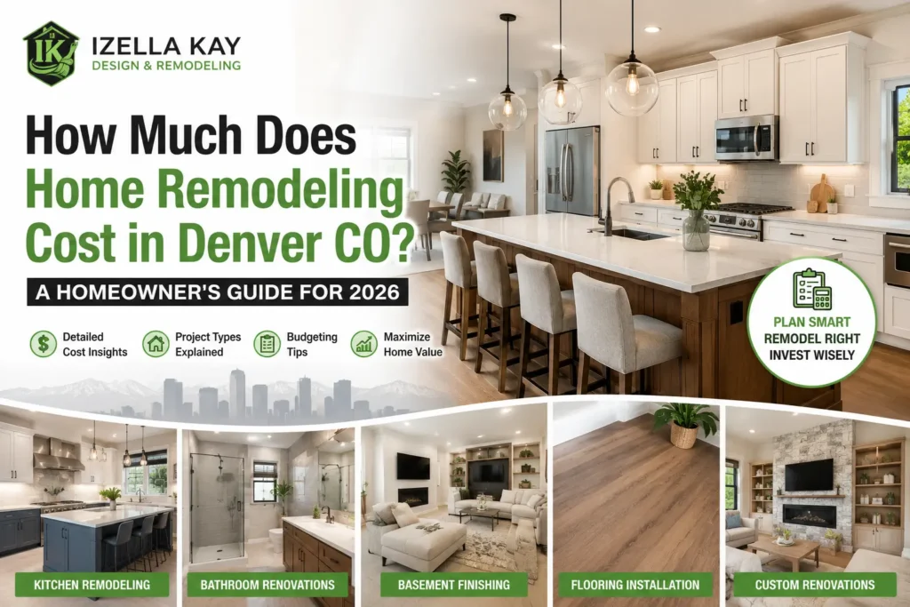 Home remodeling cost guide in Denver CO featuring kitchen remodeling bathroom renovation basement finishing flooring installation and custom renovations