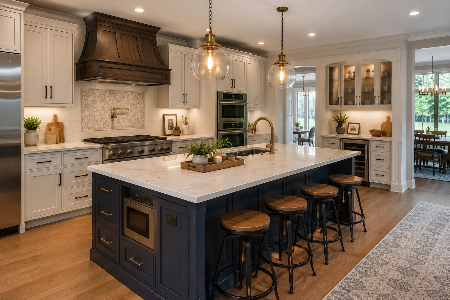 Kitchen island remodel in Lakewood CO with seating and quartz countertop