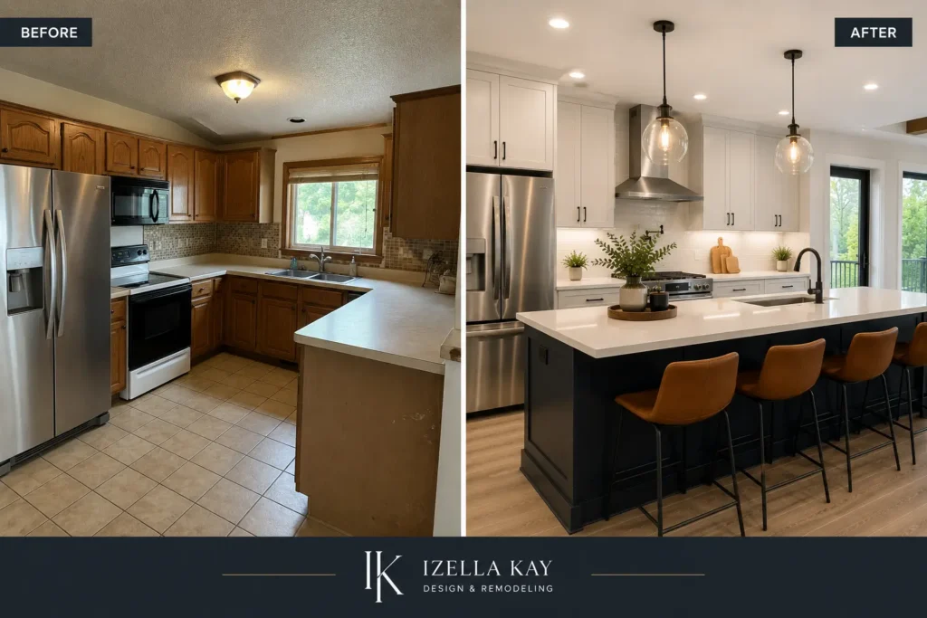 Kitchen remodel before and after transformation in Lakewood Colorado
