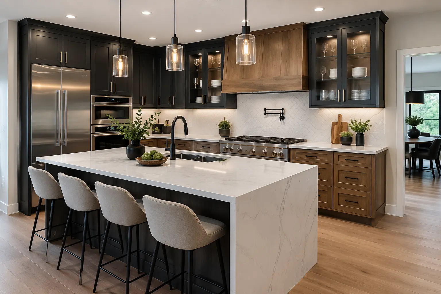 Modern kitchen remodel in Lakewood CO with custom cabinetry and premium finishes