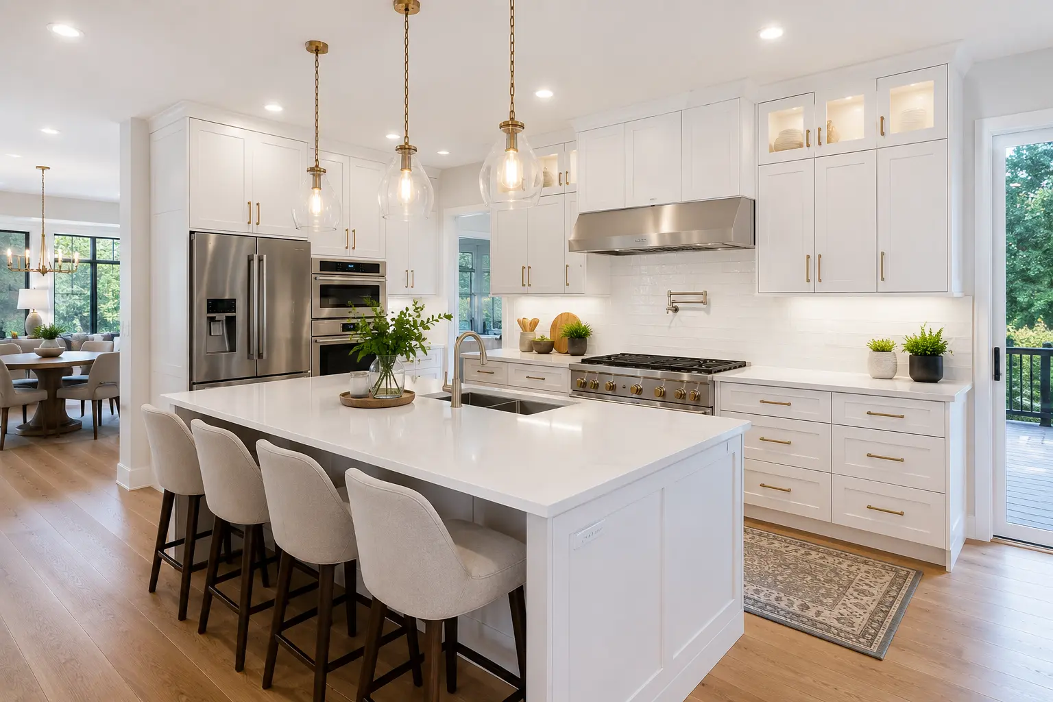 White cabinet kitchen remodel in Lakewood CO with quartz countertops